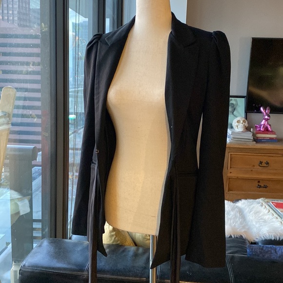 Elizabeth and James Fitted Structured blazer jacket with silk tie around waist - Picture 12 of 17